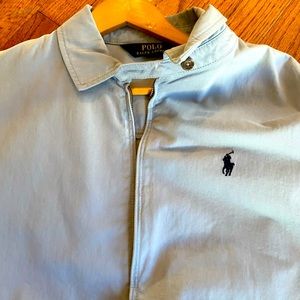 Men’s light blue polo jacket size large